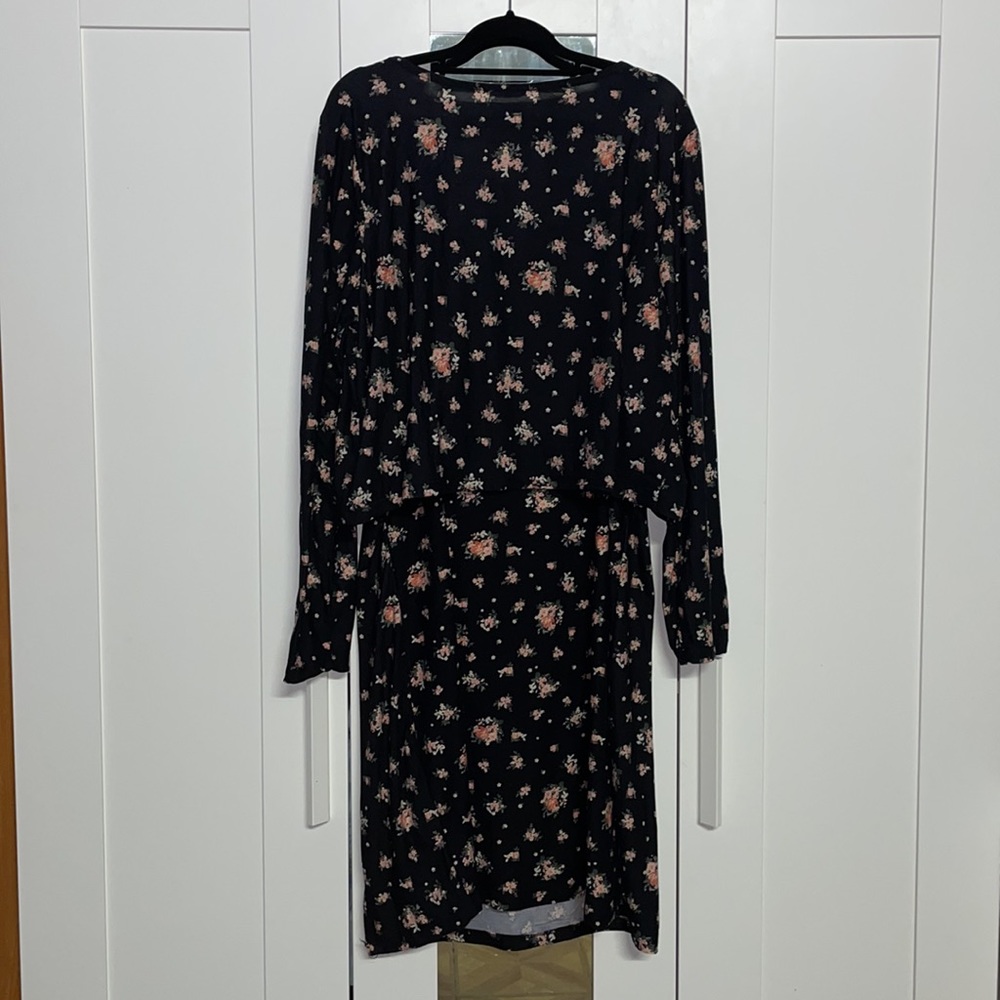 NWOT Ultra Flirt Midi Dress W/ Cardigan - Black Floral - Size 2X - Picture 3 of 7